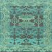 Square Machine Washable Oriental Light Blue Traditional Rug, wshabs1659lblu