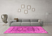 Machine Washable Oriental Pink Traditional Rug in a Living Room, wshabs1659pnk