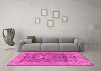 Machine Washable Oriental Pink Traditional Rug, wshabs1659pnk