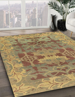 Abstract Light Brown Oriental Rug in Family Room, abs1659