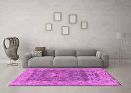 Machine Washable Oriental Purple Traditional Area Rugs in a Living Room, wshabs1659pur