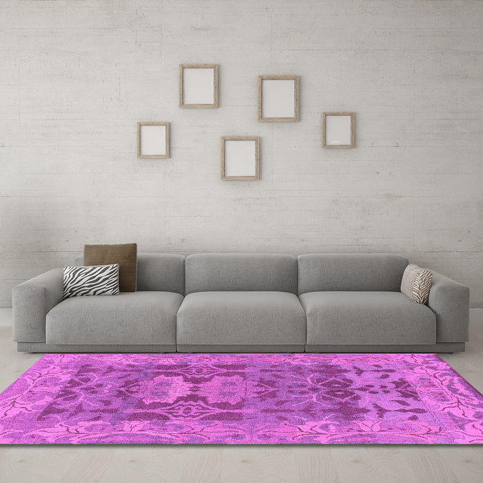 Machine Washable Oriental Purple Traditional Area Rugs in a Living Room, wshabs1659pur