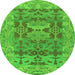 Round Oriental Green Traditional Rug, abs1659grn