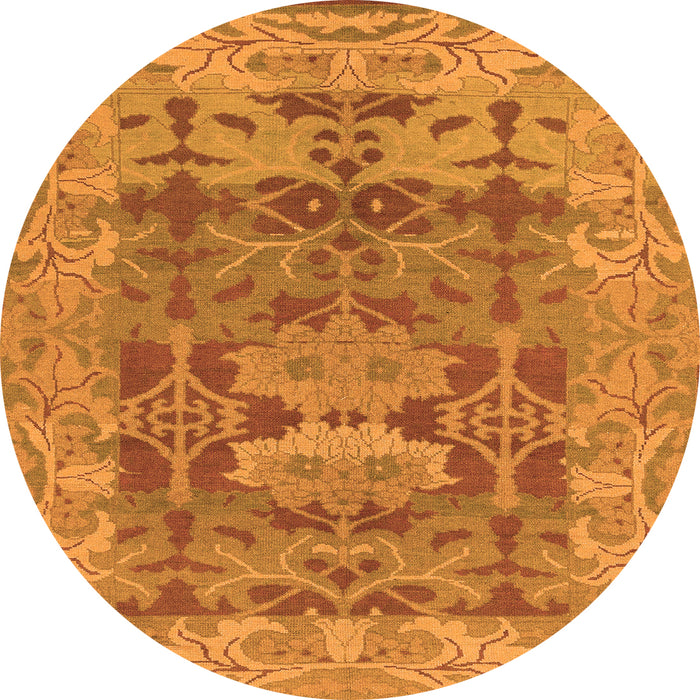 Round Oriental Orange Traditional Rug, abs1659org