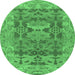 Round Oriental Emerald Green Traditional Rug, abs1659emgrn