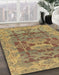 Abstract Light Brown Oriental Rug in Family Room, abs1659