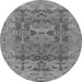 Round Machine Washable Oriental Gray Traditional Rug, wshabs1659gry