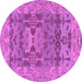 Round Machine Washable Oriental Purple Traditional Area Rugs, wshabs1659pur