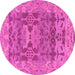 Round Oriental Pink Traditional Rug, abs1659pnk