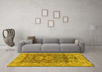 Machine Washable Oriental Yellow Traditional Rug, wshabs1659yw