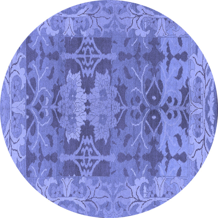 Round Oriental Blue Traditional Rug, abs1659blu