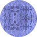 Round Oriental Blue Traditional Rug, abs1659blu