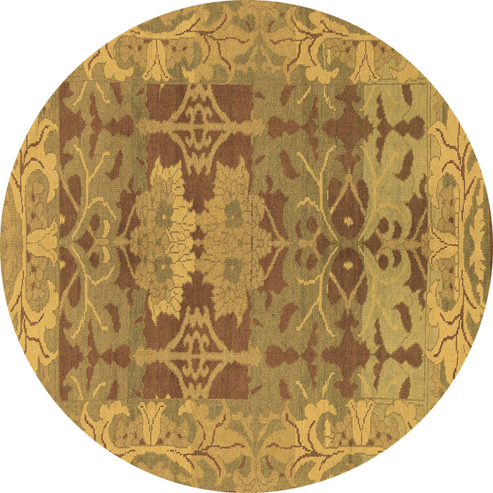 Round Oriental Brown Traditional Rug, abs1659brn