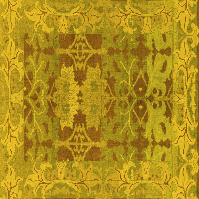 Square Machine Washable Oriental Yellow Traditional Rug, wshabs1659yw