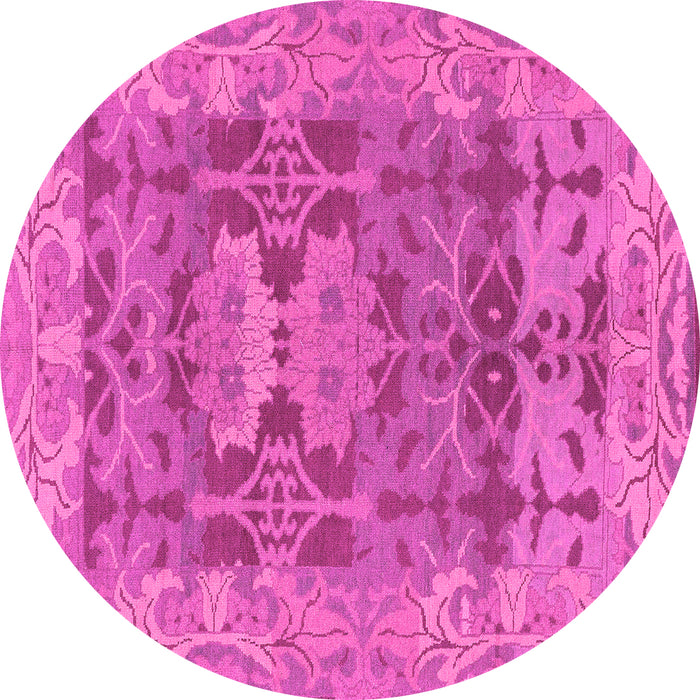 Round Machine Washable Oriental Pink Traditional Rug, wshabs1659pnk