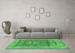 Machine Washable Oriental Emerald Green Traditional Area Rugs in a Living Room,, wshabs1659emgrn