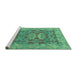 Sideview of Machine Washable Oriental Turquoise Traditional Area Rugs, wshabs1659turq