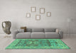 Machine Washable Oriental Turquoise Traditional Area Rugs in a Living Room,, wshabs1659turq