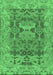 Machine Washable Oriental Emerald Green Traditional Area Rugs, wshabs1659emgrn