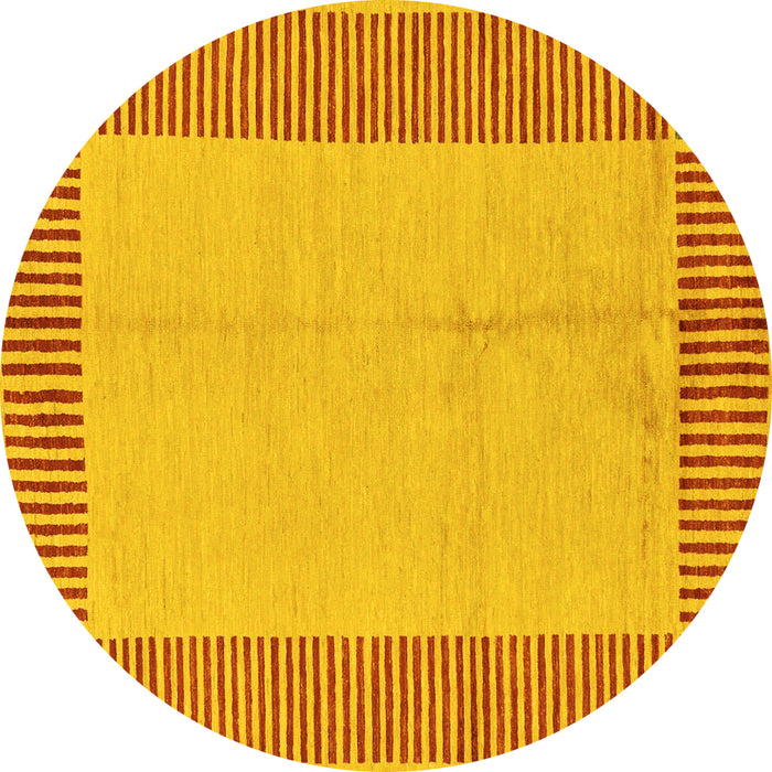 Round Machine Washable Abstract Yellow Modern Rug, wshabs165yw