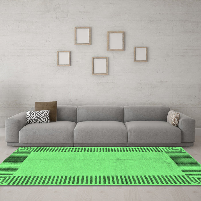 Machine Washable Abstract Emerald Green Modern Area Rugs in a Living Room,, wshabs165emgrn