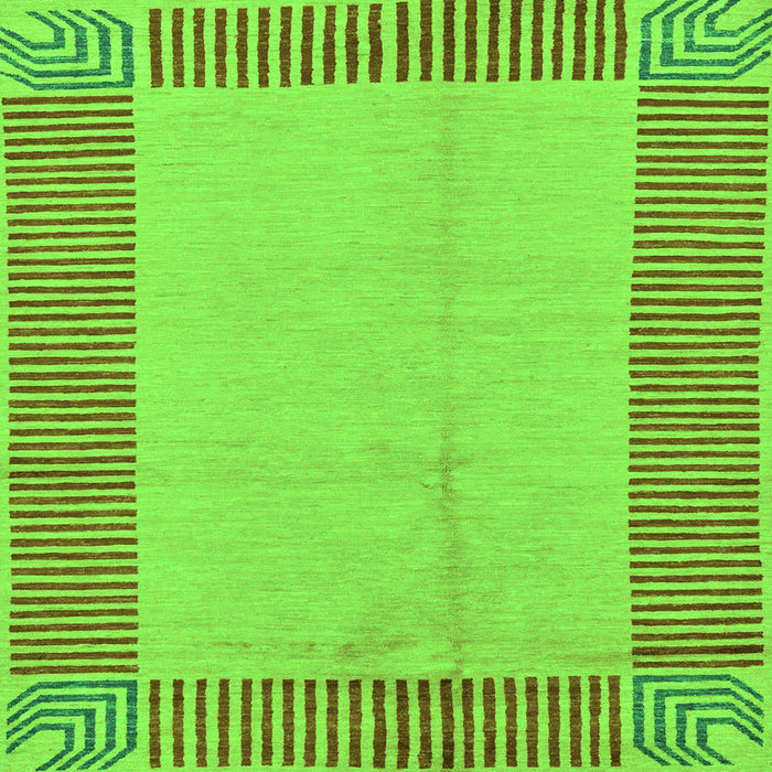 Square Abstract Green Modern Rug, abs165grn