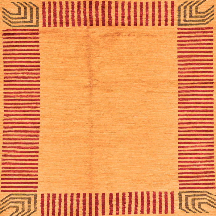 Square Machine Washable Abstract Orange Modern Area Rugs, wshabs165org