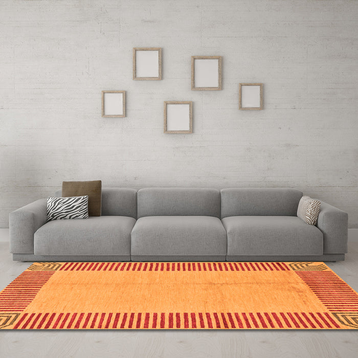 Machine Washable Abstract Orange Modern Area Rugs in a Living Room, wshabs165org