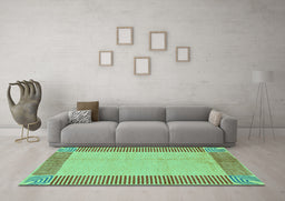 Machine Washable Abstract Turquoise Modern Area Rugs in a Living Room,, wshabs165turq