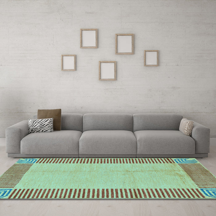 Machine Washable Abstract Light Blue Modern Rug in a Living Room, wshabs165lblu