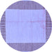 Round Abstract Blue Modern Rug, abs165blu