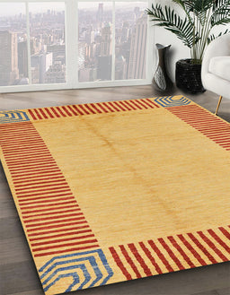 Machine Washable Abstract Orange Rug in a Family Room, wshabs165