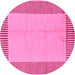 Round Machine Washable Abstract Pink Modern Rug, wshabs165pnk