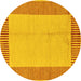 Round Abstract Yellow Modern Rug, abs165yw