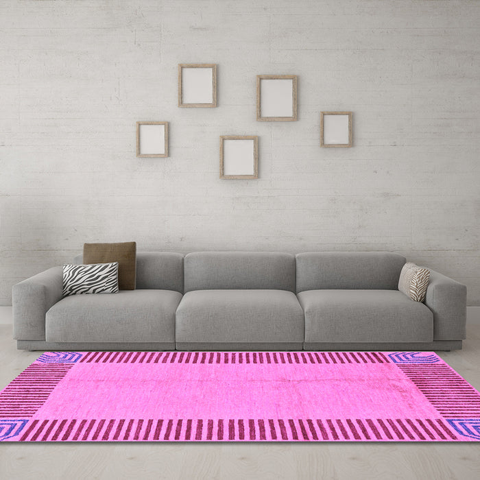 Machine Washable Abstract Purple Modern Area Rugs in a Living Room, wshabs165pur