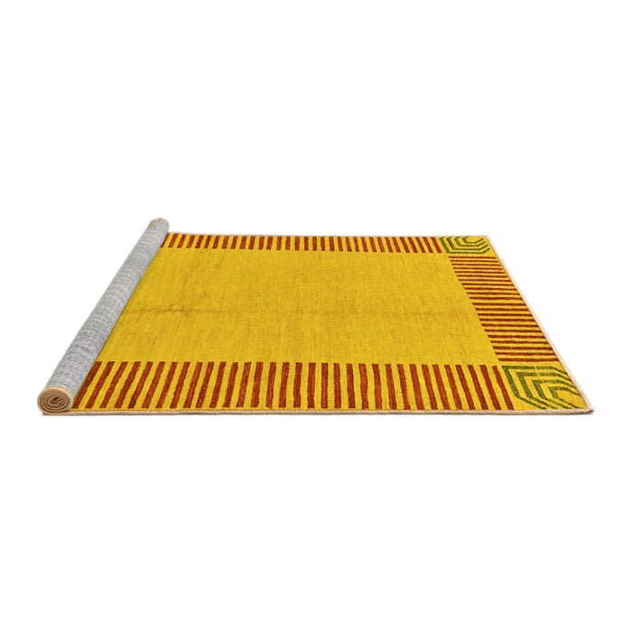 Sideview of Machine Washable Abstract Yellow Modern Rug, wshabs165yw