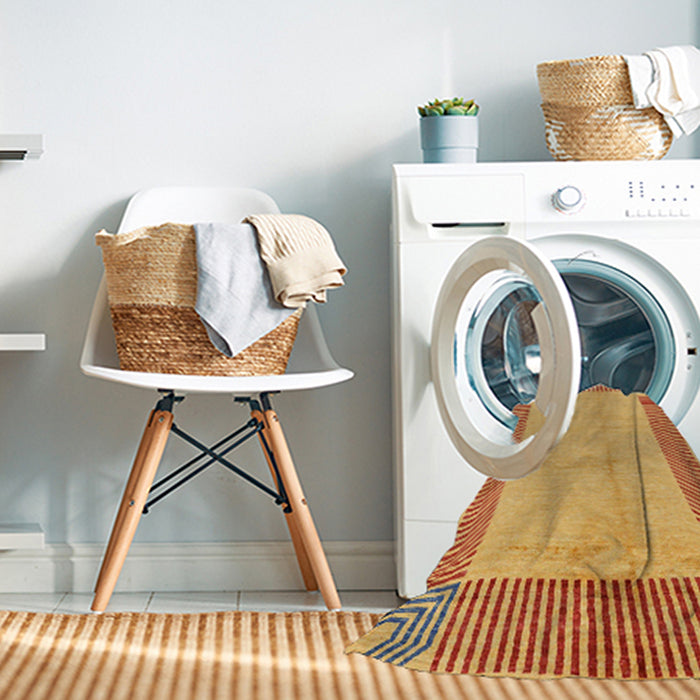 Machine Washable Abstract Orange Rug in a Washing Machine, wshabs165