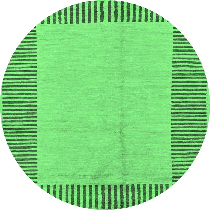 Round Abstract Emerald Green Modern Rug, abs165emgrn