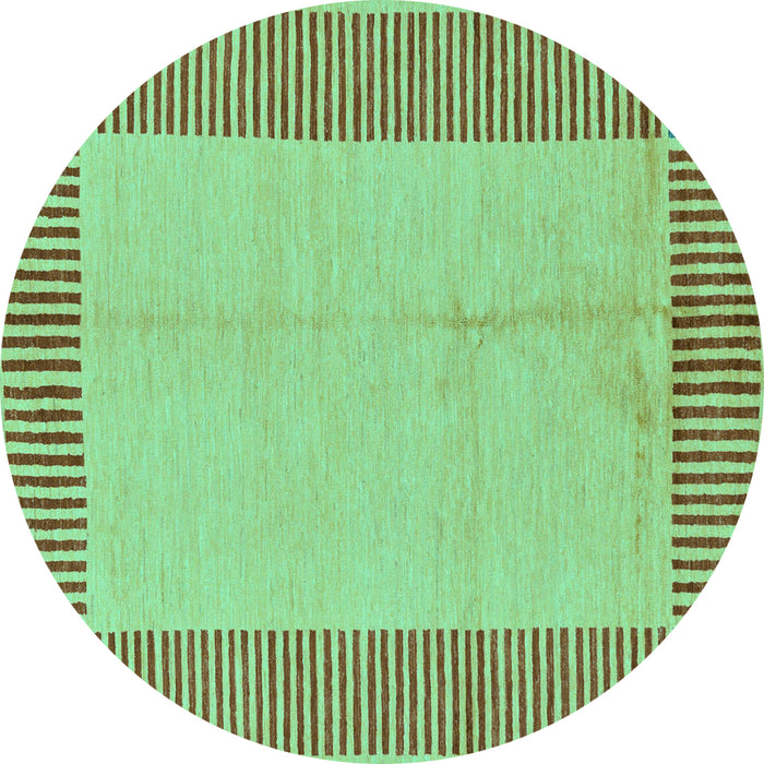 Round Machine Washable Abstract Turquoise Modern Area Rugs, wshabs165turq