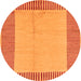 Round Machine Washable Abstract Orange Modern Area Rugs, wshabs165org