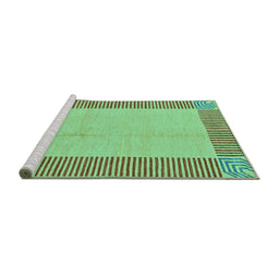Sideview of Machine Washable Abstract Turquoise Modern Area Rugs, wshabs165turq