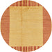 Round Machine Washable Abstract Orange Rug, wshabs165