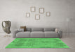 Machine Washable Abstract Emerald Green Modern Area Rugs in a Living Room,, wshabs1660emgrn