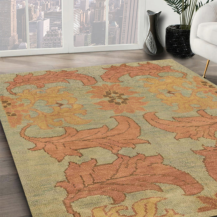 Machine Washable Abstract Orange Rug in a Family Room, wshabs1660