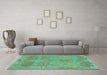 Machine Washable Abstract Turquoise Modern Area Rugs in a Living Room,, wshabs1660turq