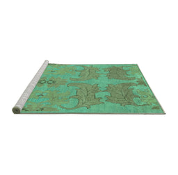 Sideview of Machine Washable Abstract Turquoise Modern Area Rugs, wshabs1660turq