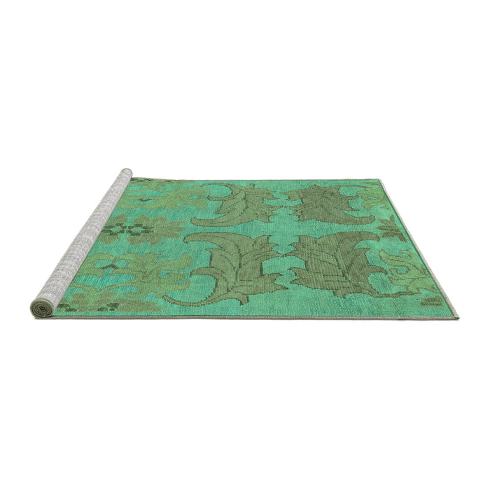 Sideview of Machine Washable Abstract Turquoise Modern Area Rugs, wshabs1660turq