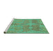 Sideview of Machine Washable Abstract Turquoise Modern Area Rugs, wshabs1660turq