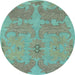 Round Machine Washable Abstract Light Blue Modern Rug, wshabs1660lblu