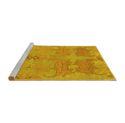 Sideview of Machine Washable Abstract Yellow Modern Rug, wshabs1660yw